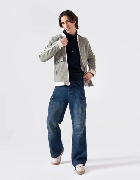 CONTRAST CORDUROY BOMBER JACKET